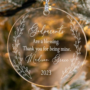 Custom Godparents ornament, gift for Godparents Christmas Godmother godfather godchild