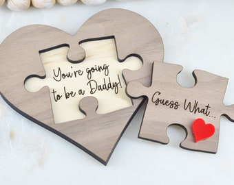 Customizable Pregnancy announcement, 2 piece puzzle, You're going to be a Daddy, Auntie, Grandma, Grandparents, Nana, gift for spouse,