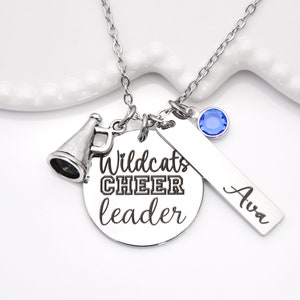 Custom Cheerleader necklace with custom name and crystal! You customize it!