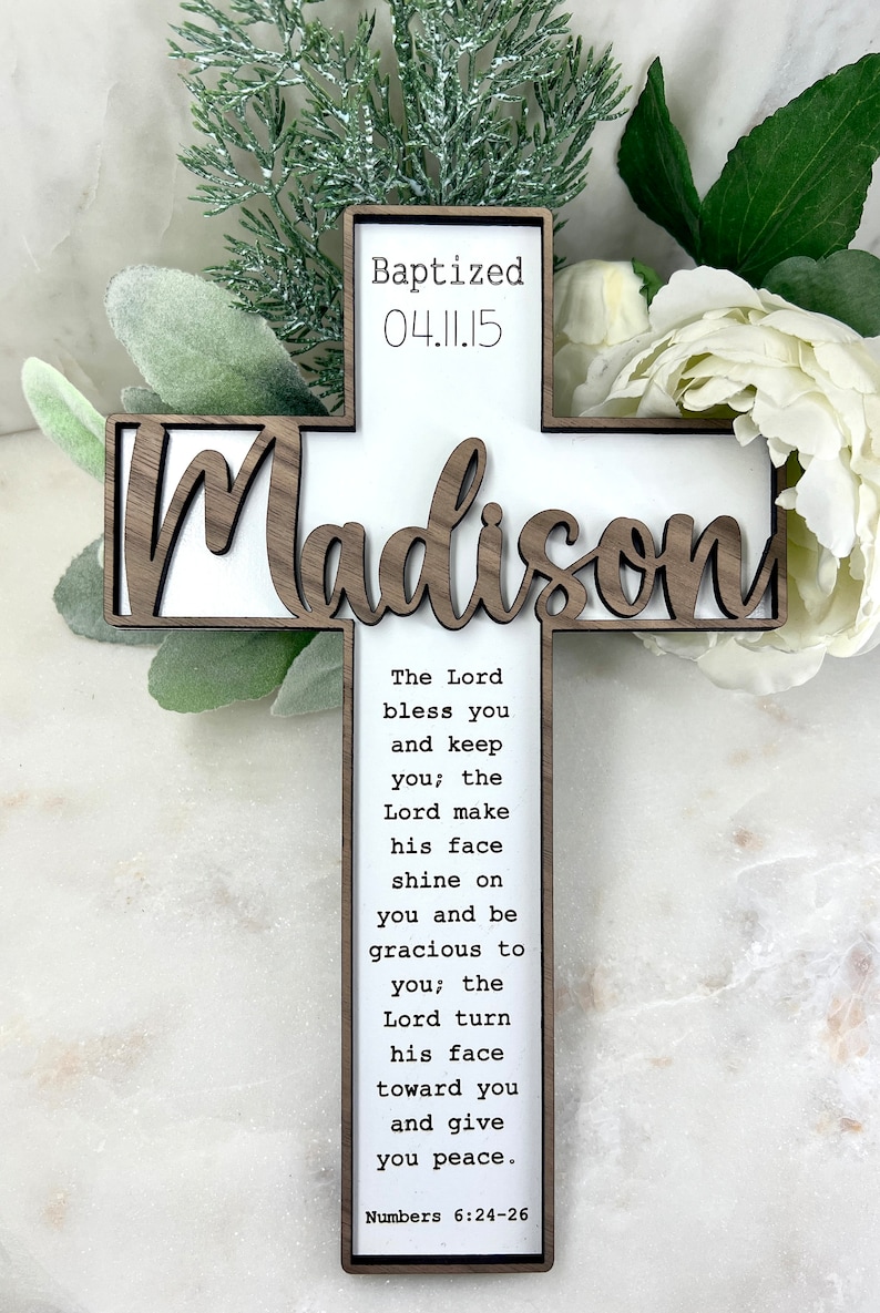 Baptism Gift, Confirmation, Personalized Cross With Name and Date ...