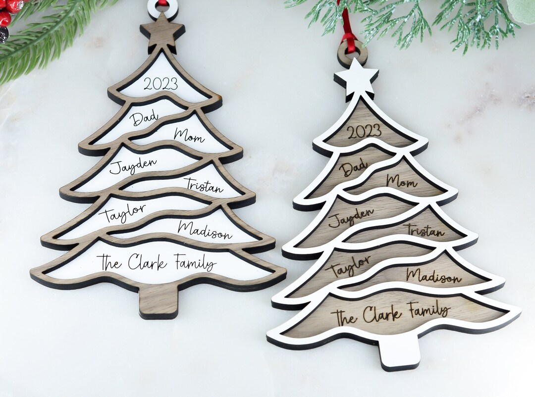 Christmas Tree Ornament With Names Christmas Tree Ornament Etsy
