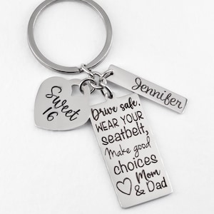 Custom Drive safe key chain, gift for new driver, sweet 16, key chain with name