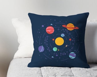 Solar System Square Pillow | Space | Science Throw Pillow | Home Decor | Decorative Pillow | Machine Washable