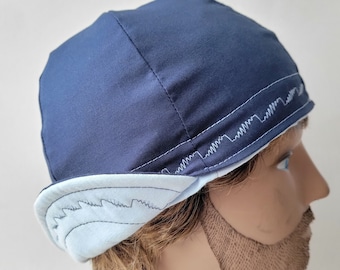 Blue Reversible Welding Cap Custom Cotton Welder Beanie Weld Hood Liner Hardhat Headwear Helmet Liner Gift Idea for Welder Accessory