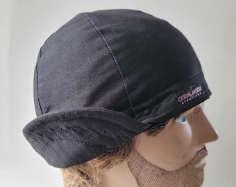 Cappello da saldatore reversibile nero unisex, berretto da ciclismo in cotone personalizzato, cappuccio da saldatore, sottocasco, berretto da motociclista, accessorio per saldatura, copricapo, idea regalo