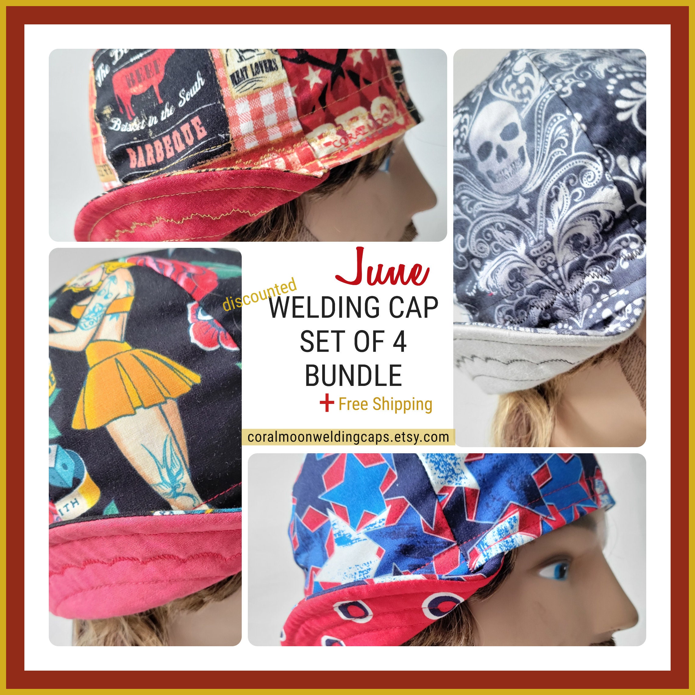 Skull Welding Cap Reversible Welders Hat Pipefitters Cap Etsy