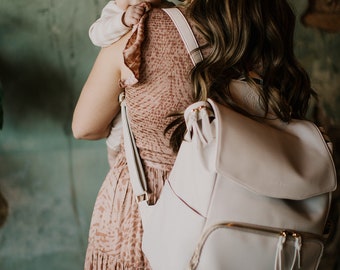 Vegan Leather Diaper Backpack: Mom Bag with Wet Dry Bag & Stroller Hooks
