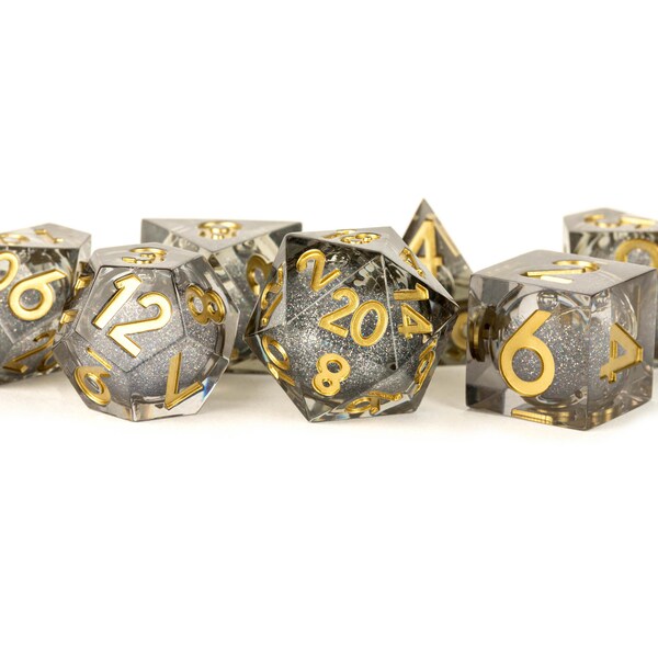 Elixir Liquid Core Dice Set: Huile de disparition fabriquée à la main avec qualité! Pleine grandeur 16mm. Idéal pour DnD RPG Donjons et Dragons DnD