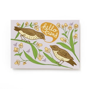 Bonjour ami, carte postale oiseau, carte postale illustrée, carte postale oiseau Audubon, carte postale 4 x 6