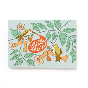 Hallo, Vogel Postkarte, Illustrierte Postkarte, Audubon Vogel Postkarte, 4x6 Postkarte