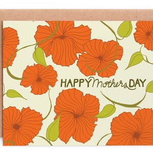 Tarjeta del Día de la Madre Floral Roja, Feliz Día de la Madre, Tarjeta positiva del Día de la Madre, Día de la Madre Bonita