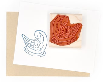 Swan Rubber Stamp, Swimming Bird Rubber Stamp, Animal Rubber Stamp