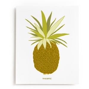 Pineapple Art Print, Fruit Art Print, Hand-drawn Fruit Art, Kitchen Art image 1