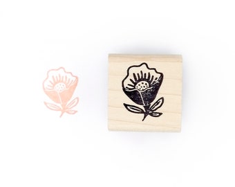 Meadow Flower Rubber Stamp, Floral Rubber Stamp, Flower Rubber Stamp
