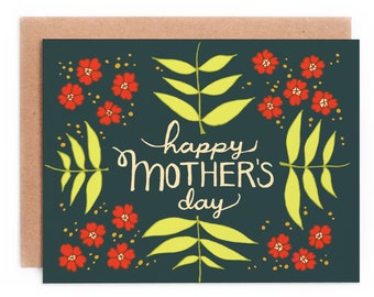 Happy Mother's Day, Mother's Day Card, Positive Mother's Day Card, Folk Art Floral Mother's Day