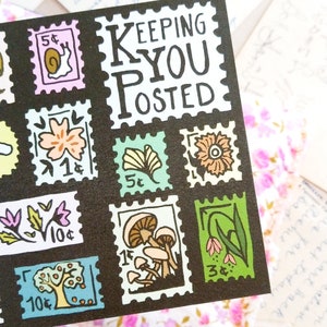 Keeping You Posted Postcard, Postage Stamp Postcard, Postcrossing Stamp Postcard image 6