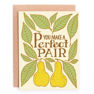 Perfetto coppia Wedding Card, carta di nozze botanica, carta di frutta, pera carta.