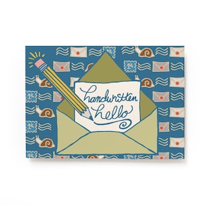 Handgeschriebene Hallo Postkarte, Schneckenpost Postkarte, Hallo Postkarte, Postcrossing