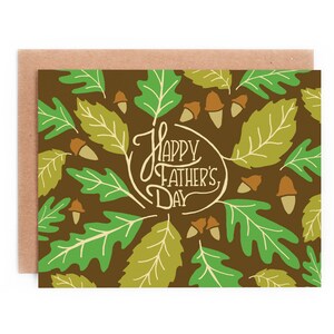 Carte de fête des pères feuille de chêne, carte de fête des pères en plein air, carte de fête des pères nature