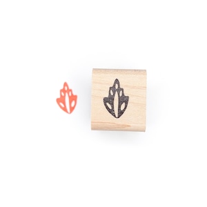 Folk art leaf Mini Stamp, Abstract leaf Rubber Stamp