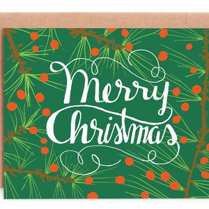 Merry Christmas Evergreen Card, Evergreen kerstkaart
