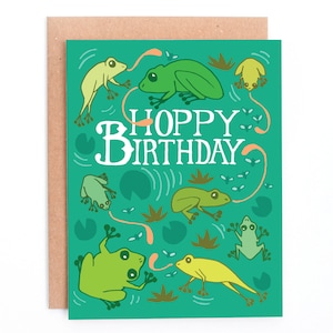 Hoppy Birthday, Frog Birthday Card, Animal Birthday Card, Pun Birthday