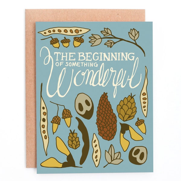 The Beginning of Something Wonderful, New Beginnings Congratulations card, New Beginnings Card, Tree Seeds Botanical Congratulations