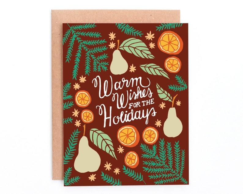 Warm Wishes for the Holidays, Holiday Greeting Card, Christmas Card, Positive Holiday Card image 1