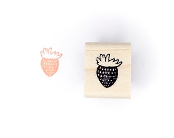 Strawberry Rubber Stamp, Mini Berry Rubber Stamp, Fruit Mini Stamp