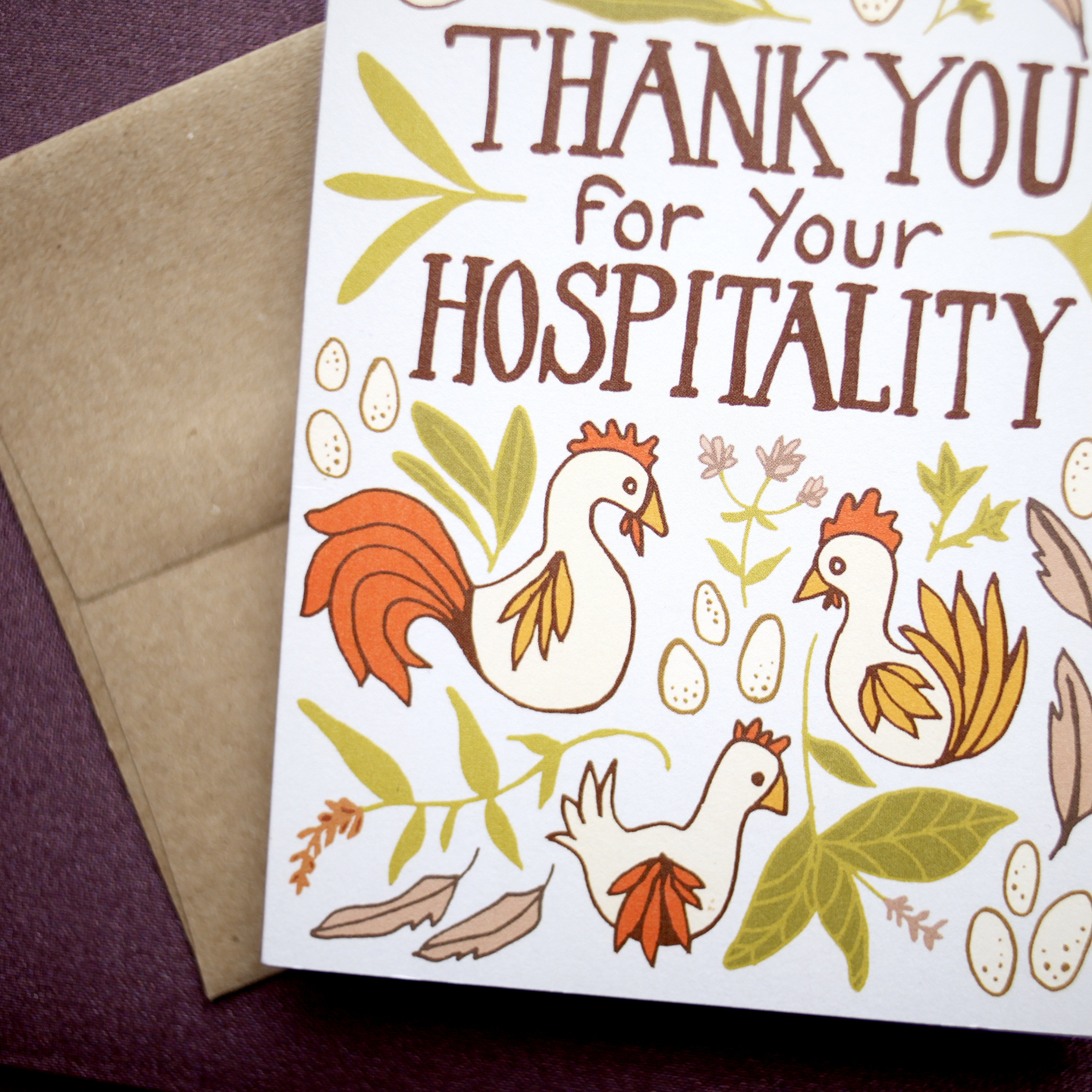 Thank You For Your Hospitality Hospitality Card Chickens Etsy