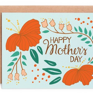Colorida Floral Feliz Día de la Madre, Tarjeta del Día de la Madre, Tarjeta positiva del Día de la Madre, Arte Popular Floral Día de la Madre