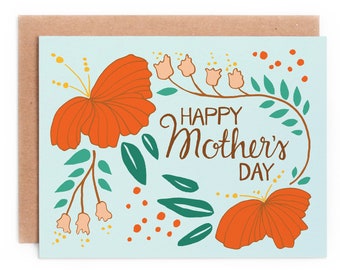 Coloré floral joyeux fête des mères, carte de fête des mères, carte de fête des mères positive, folk art floral fête des mères