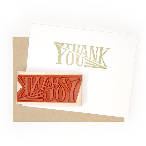 Thank You Rubber Stamp, Vintage Style Thank You Stamp, Thank You Sentiment Stamp