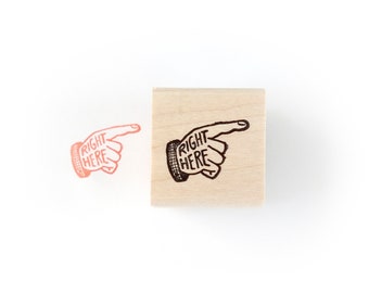 Vintage Pointing Hand Rubber Stamp, Right Here Rubber Stamp, Hand Rubber Stamp