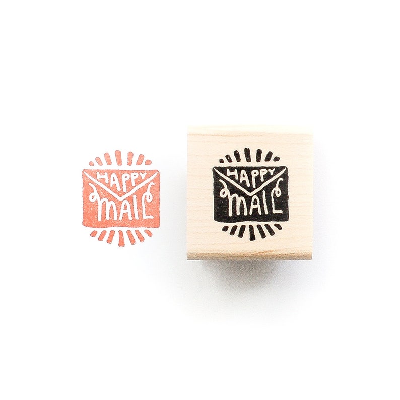 Happy Mail Rubber Stamp, Pen Pal Stamp, Envelope Stamp image 2