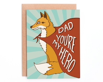 Dad You're My Hero Father's Day Card, Super Hero Father's Day Card