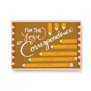 For the Love of Correspondence Postkarte, Schriftzug Postkarte, Bleistift Postkarte, Postcrossing and Penpal Postkarte
