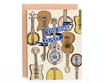 You Rock Dad, Guitar Fathers Day Card, Musician Fathers Day Card