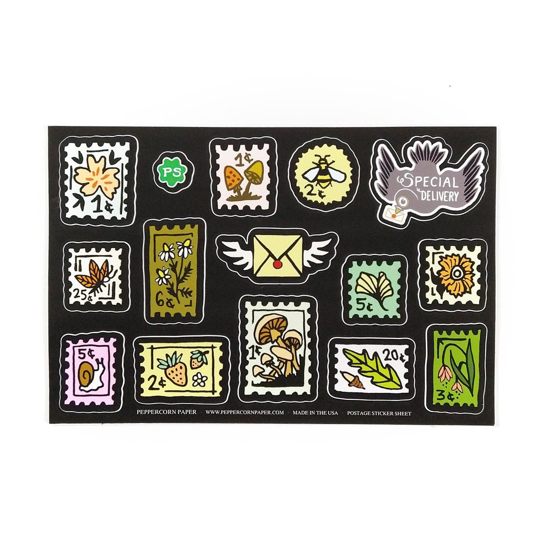 Postage Stamp Sticker Sheet - Etsy