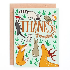 Gracias de todos nosotros, Animal Thank You Card, Group Thank You Card, Forest Animal Thank You