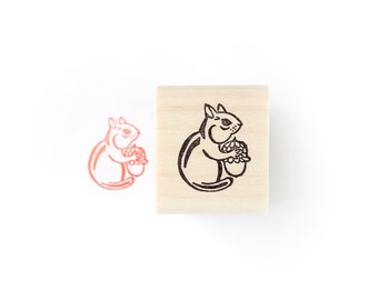 Chipmunk Rubber Stamp, Woodland Animal Rubber Stamp, Animal Stamp