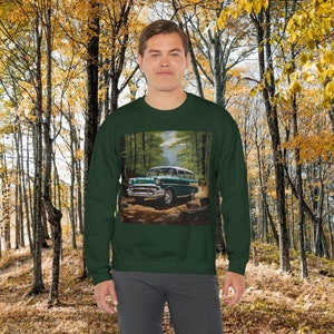 1957 Chevy Stationwagon Sweatshirt, Classic Car, Vintage Car Gift, Retro Auto Hoodie, Car Enthusiast Sweater Heavy Crewneck Sweatshirt