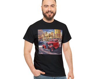 Retro Style 1932 Ford Coupe, Vegas Decor, Vintage Car Model, Unique Gift for Collectors Unisex Heavy Cotton Tee