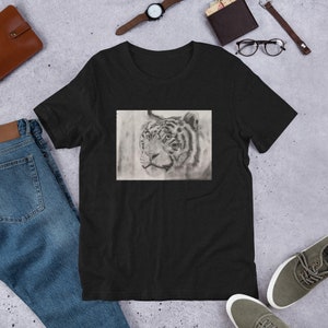 Men&#39;s Hand Drawn Tiger T-Shirt, Animal Graphic Tee, Gift for Him - Tiger Design T-Shirt