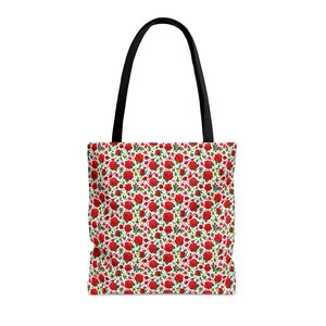 Red Rose Tote Bag, Floral Canvas Shoulder Bag, Flower Print Handbag, Women's Tote, Gift for Her - Tote Bag (AOP)
