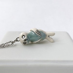 White Seal Charm, Ceramic Seal Necklace, Cute animal pendant, Sea animal charm, Cute sea lion charm, Porcelain jewelry, Sea lover gift girls