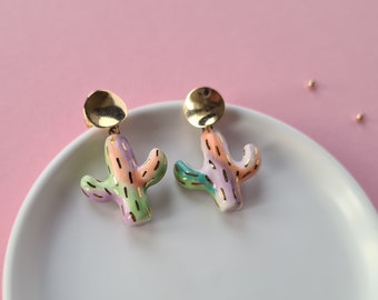 Porzellan Kaktus Ohrringe, Gold filled Kaktus Ohrringe , Kaktus Schmuck, Kaktus Schmuck, Coole Kaktus Ohrringe, Southwestern Ohrringe, Geschenk