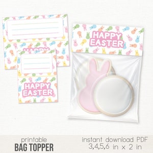 Happy Easter Treat Bag Topper, Easter Cookie Bag Topper, Treat Bag Topper, Easter Treat Bags, Bunny Peeps Tag, Bag Toppers PDF