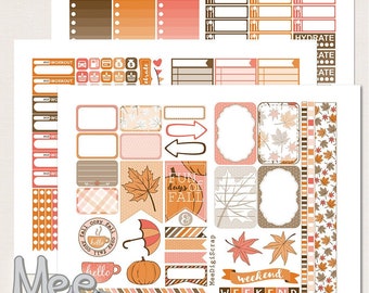 Fall Planner Stickers: Autumn Weekly Kit, THP Size (Printable)
