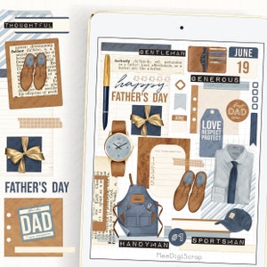 Digitale plannerstickers voor vaderdag voor gebruik met digitale planner/dagboek op je tablet of iPad